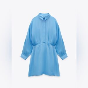 Zara Satin-Like Blue Dress